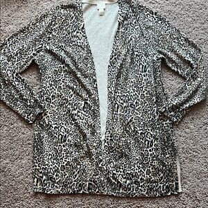 Chico’s Size 2 Leopard Print Open Cardigan